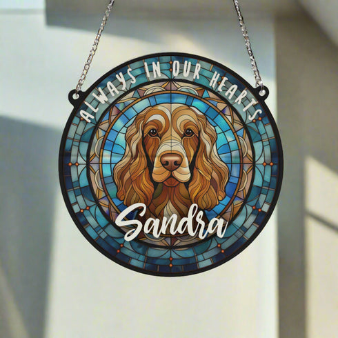 Cocker (Working) Chocolate Memorial Stained Glass Effect Suncatcher
